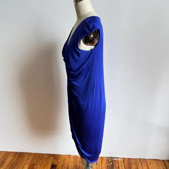 ALEXANDER McQUEEN Blue Ruched Bodycon Dress